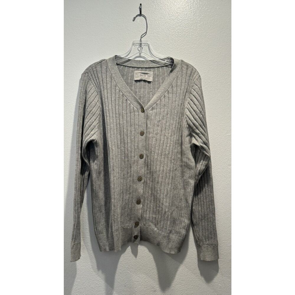 N’OR LABEL Japanese Brand‎ Gray Button Front Ribbed Cardigan